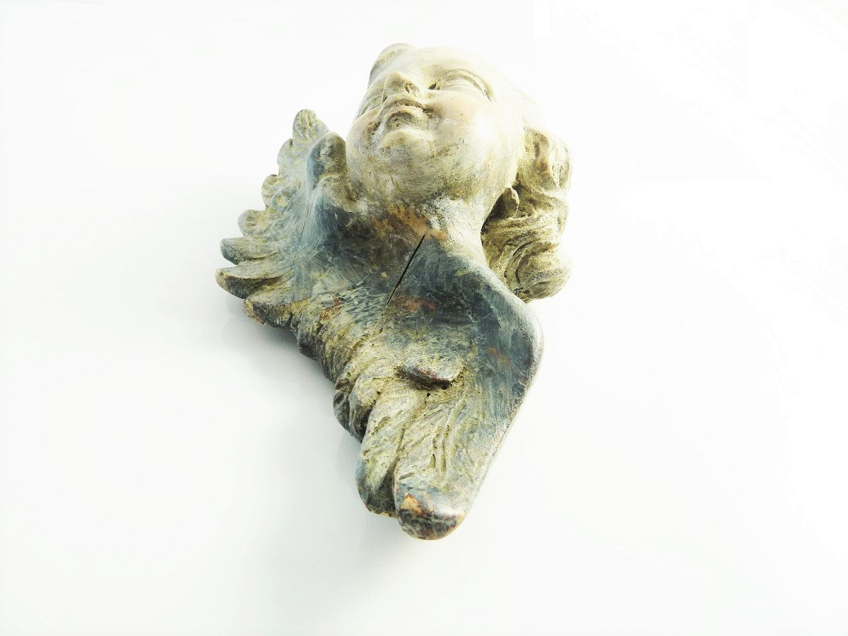 Antqiue Cherub Face Polychrome - 43 Chesapeake Court Antiques