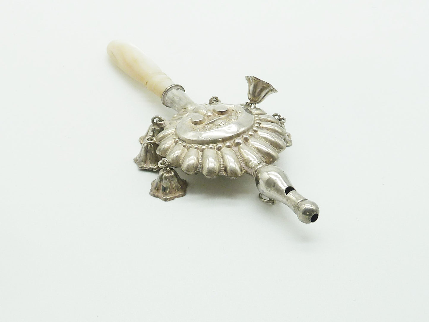 French silver whistle and baby rattle - 43 Chesapeake Court Antiuqes