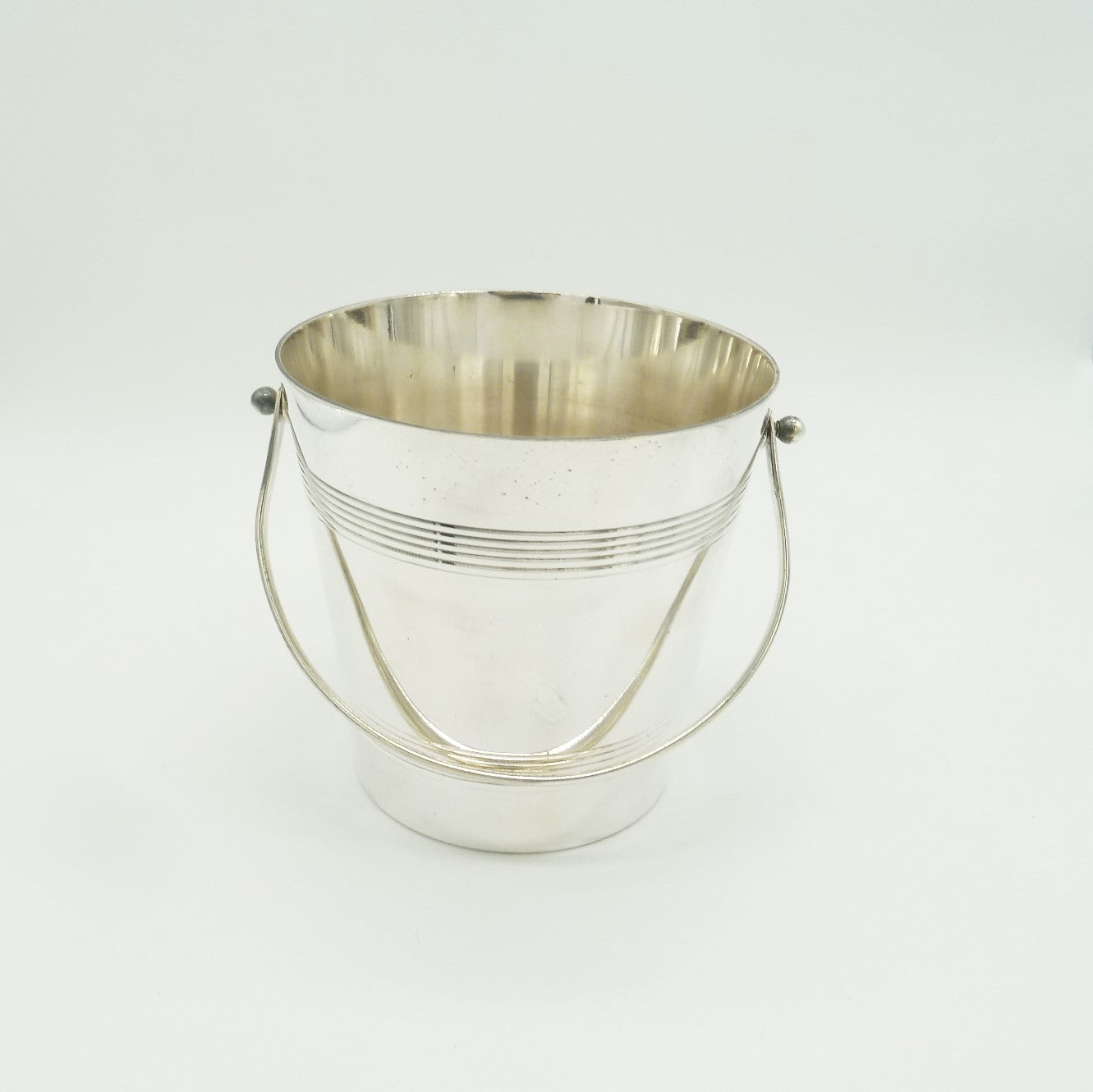 French Silver Ice Bucket with Handle Ribbed Design - 43 Chesapeake Court Antiques