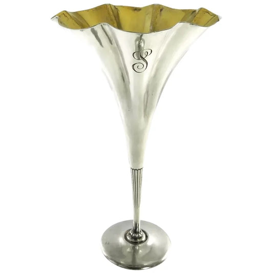 Antique Sterling Silver & Gilt Fluted Vase by Tiffany & Co,  Charles Cook Director - 43 Chesapeake Court Antiques