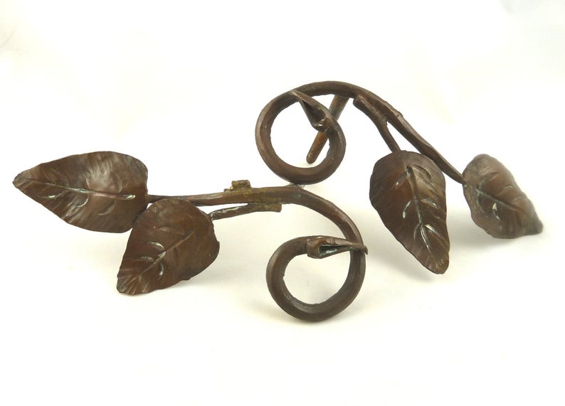 Antique Bronze Drapery or Curtain Tiebacks, Leaf and Vine Motifs - 43 Chesapeake Court Antiques
