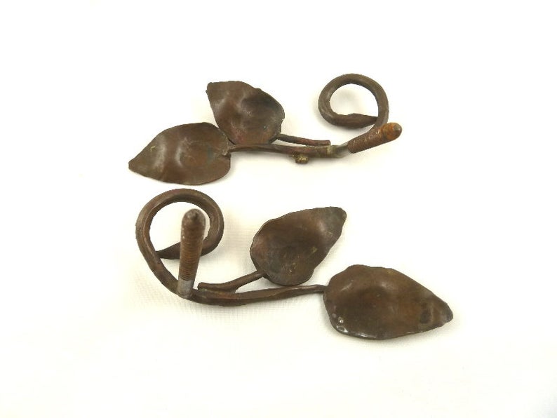 Antique Bronze Drapery or Curtain Tiebacks, Leaf and Vine Motifs - 43 Chesapeake Court Antiques