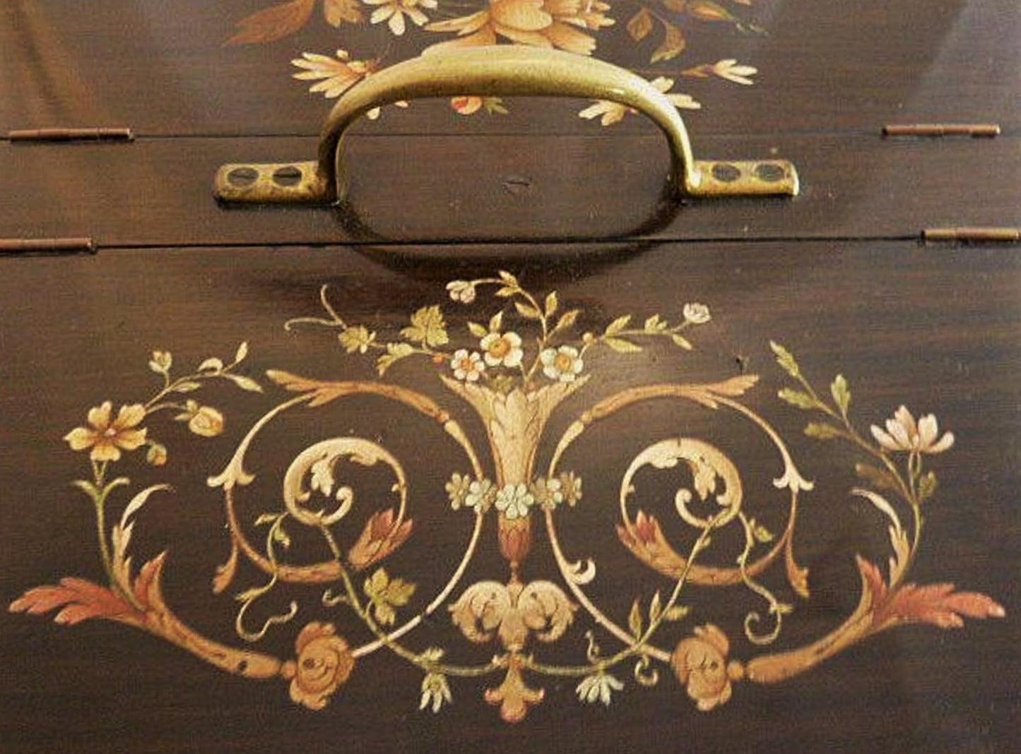 Antique Flatware Storage Box, Cutlery Organization, English Mahogany Hand Painted - 43 Chesapeake Court Antiques