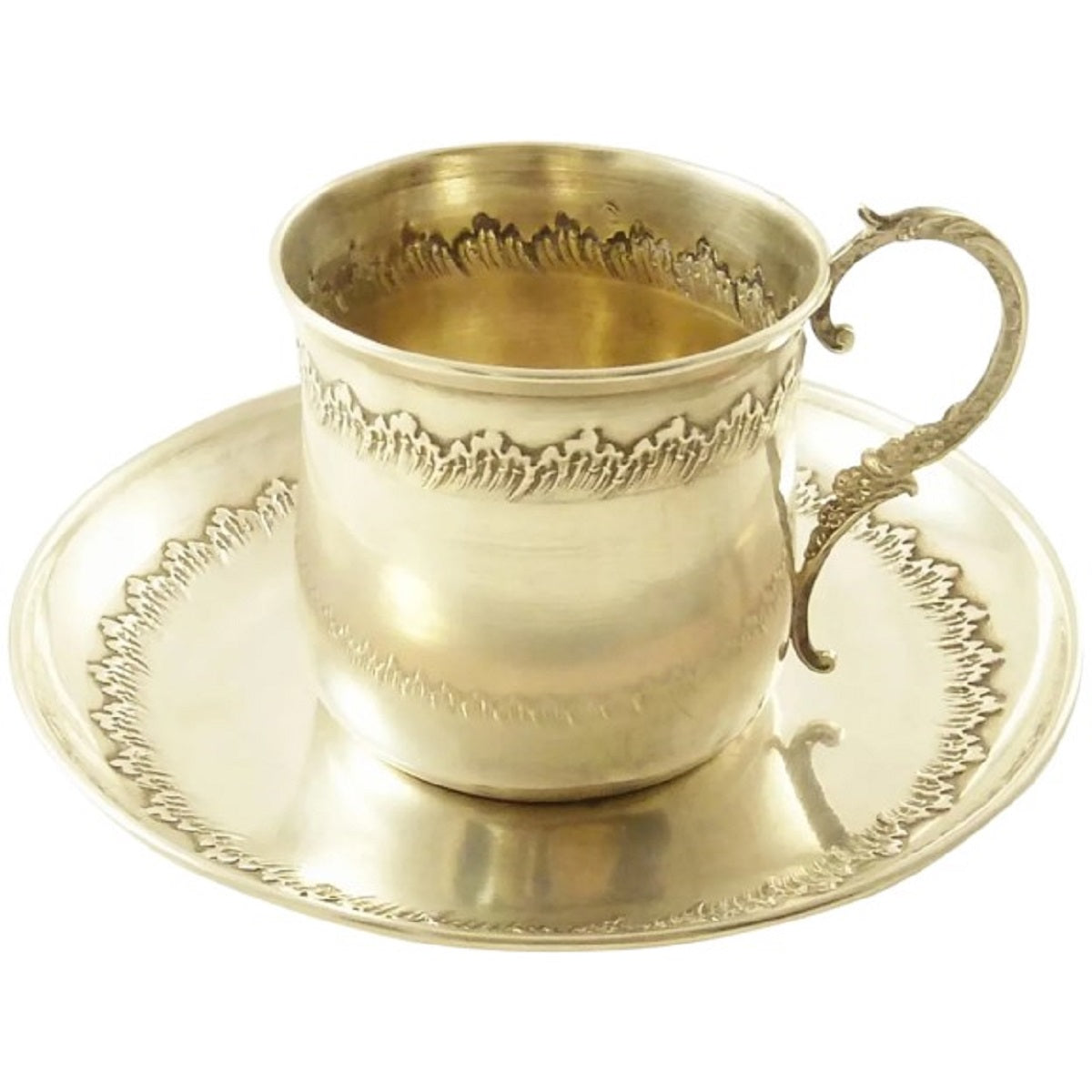 French Sterling Silver Cup & Saucer, Antique Demitasse Set - 43 Chesapeake Court Antiques