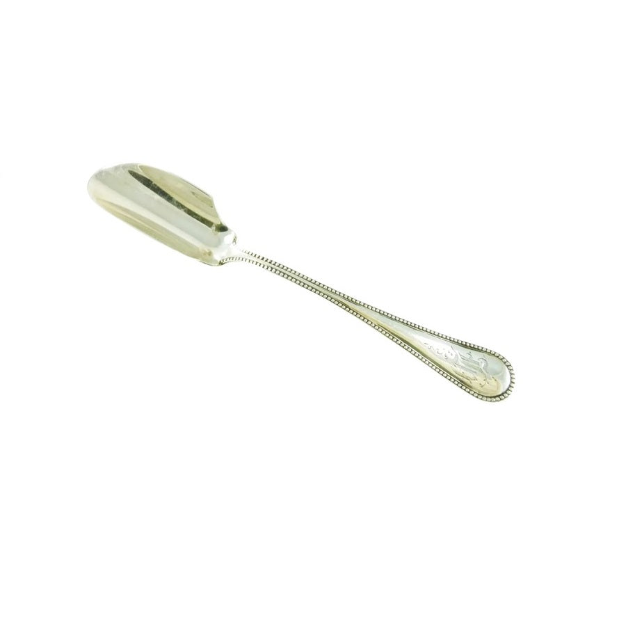 Antique Sterling Silver Cheese Scoop, Durgin Bead Pattern - 43 Chesapeake Court Antiques