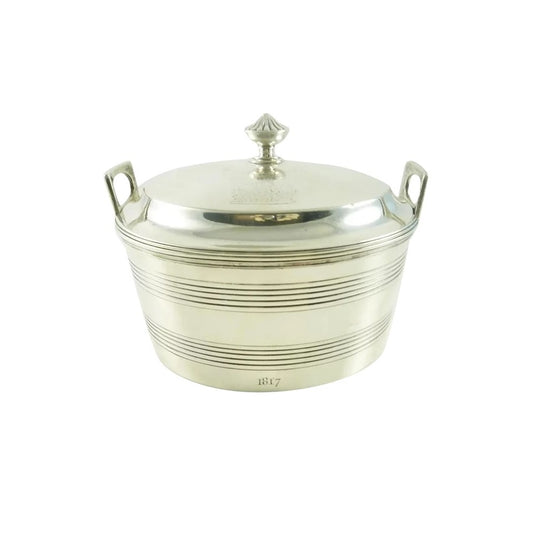 Georgian Sterling Silver Butter Dish, Amorial - 43 Chesapeake Court Antiques