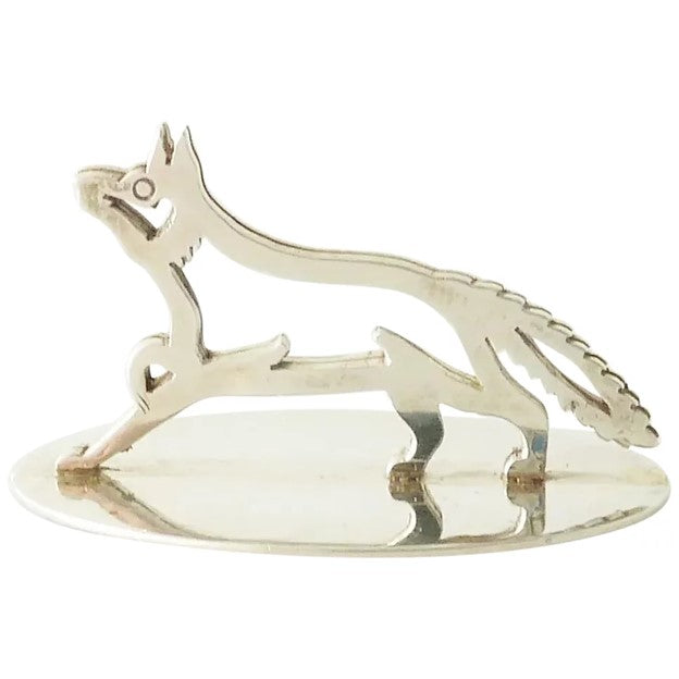 Antique Sterling Silver Menu or Place Card Holder, Fox Equestrian Interest - 43 Chesapeake Court Antiques