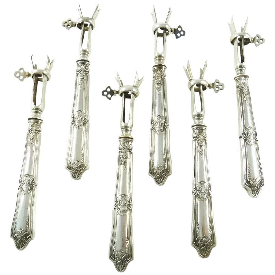 Antique French Sterling Silver of Lamb Cutlet Holders, ‘Manches à Cotelettes’ - 43 Chesapeake Court Antiques