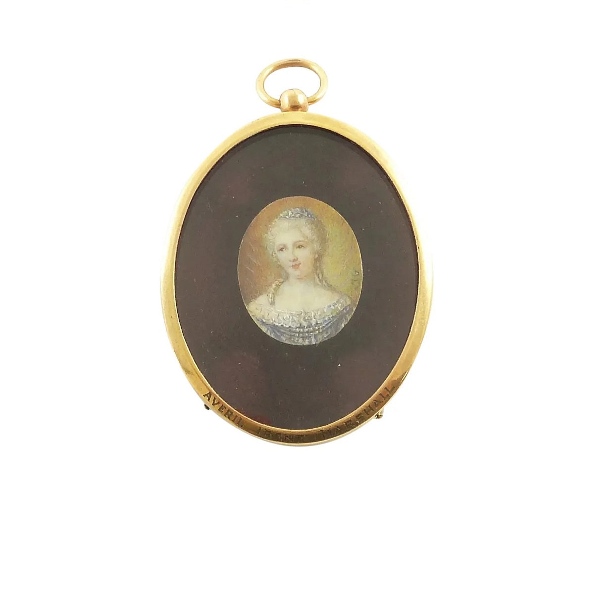Antique French Miniature Portrait of a Lady, 19th Century, Oval Gilt Frame - 43 Chesapeake Court Antiques