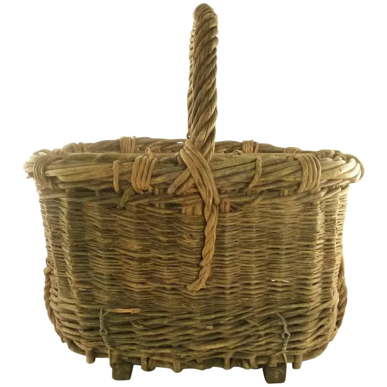 Antique French Provincial Wicker Wine Basket or Carrier - 43 Chesapeake Court Antiques