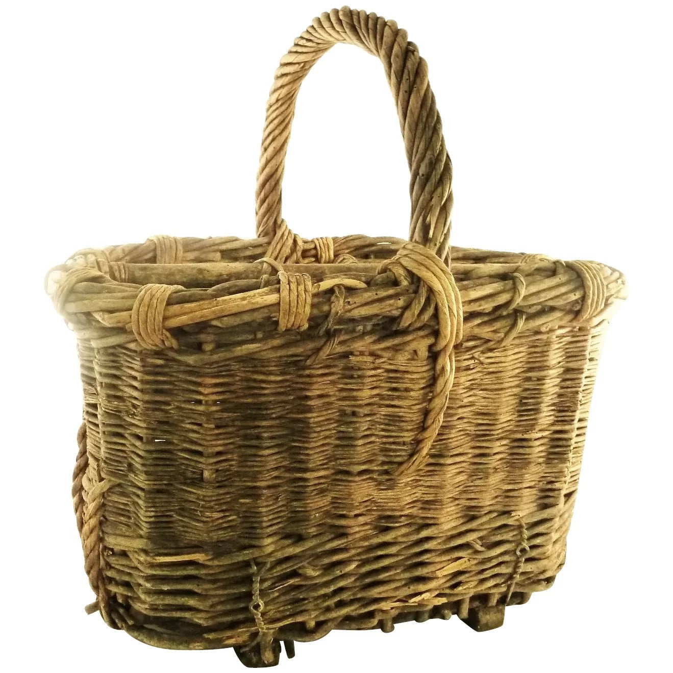 Antique French Provincial Wicker Wine Basket or Carrier - 43 Chesapeake Court Antiques