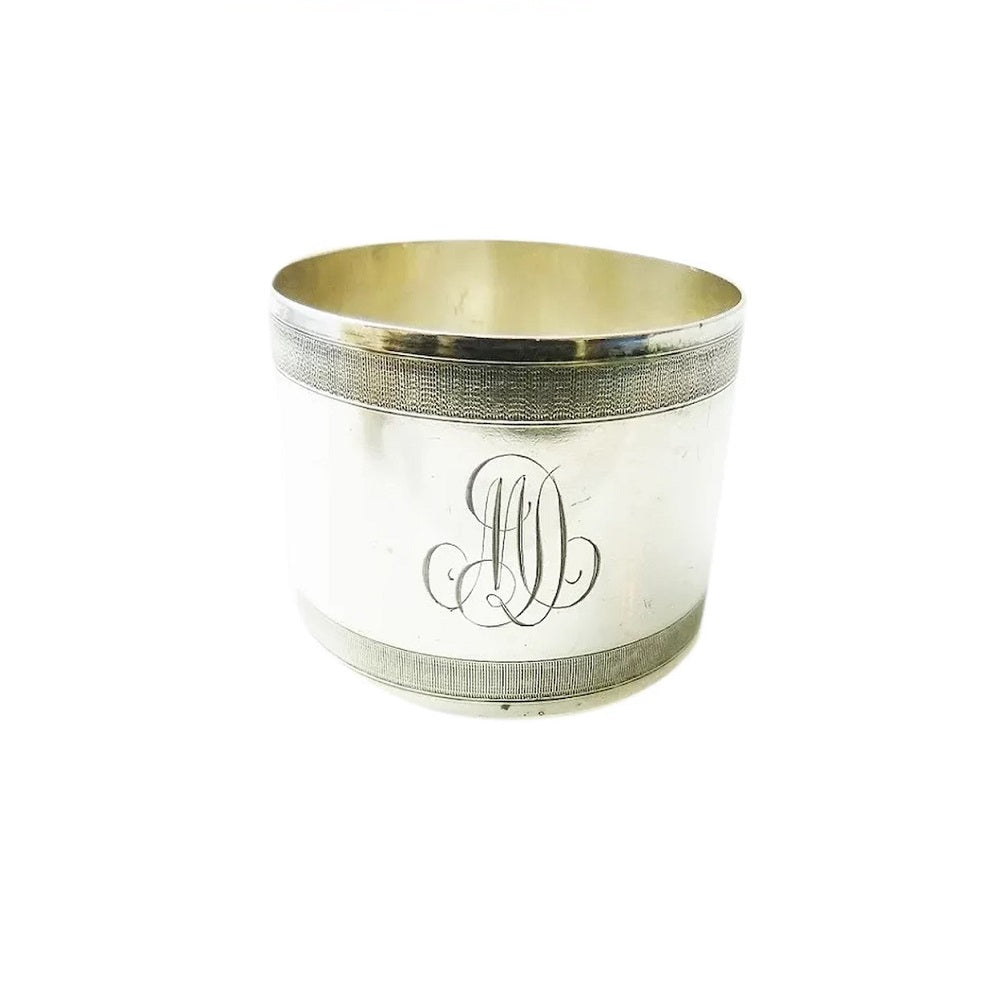 Antique French Sterling Silver Napkin Ring, Monogrammed "DM" - 43 Chesapeake Court Antiques