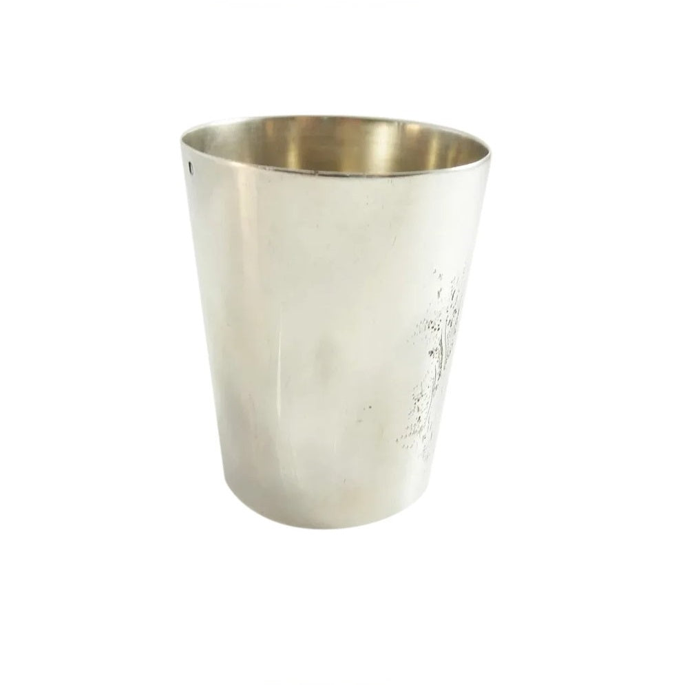 Antique French Silver Beaker, Engraved with Cow & Maiden - 43 Chesapeake Court Antiques