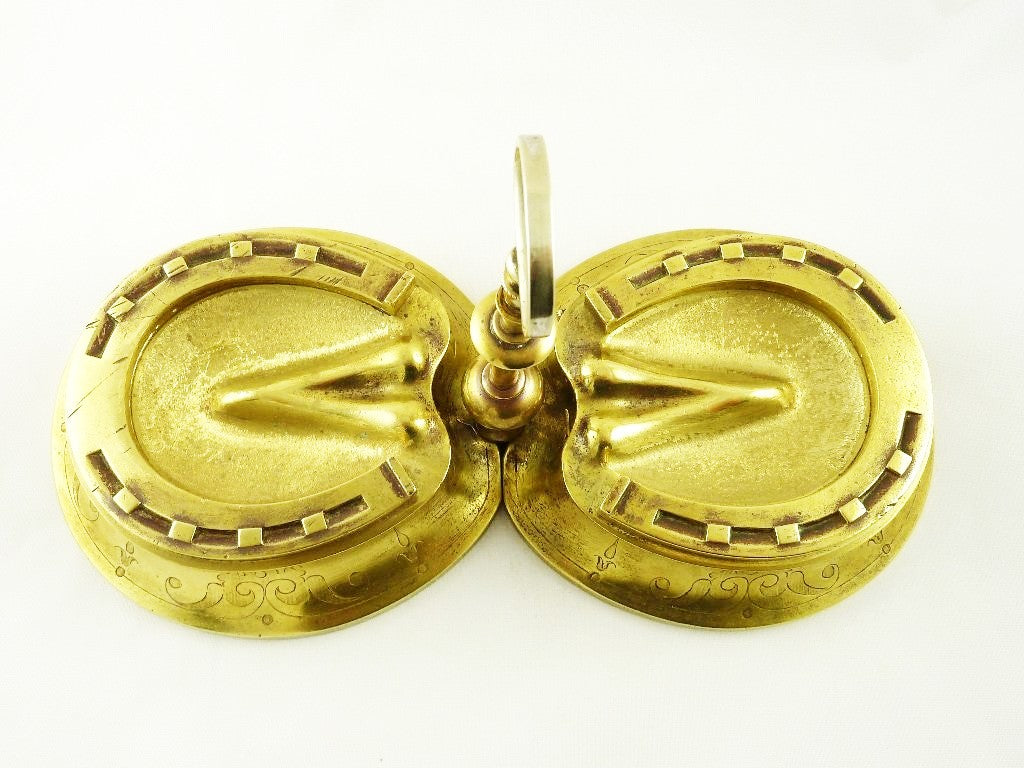 Equestrian Novelty Antique Brass Inkwell, 19th C - 43 Chesapeake Court Antiques