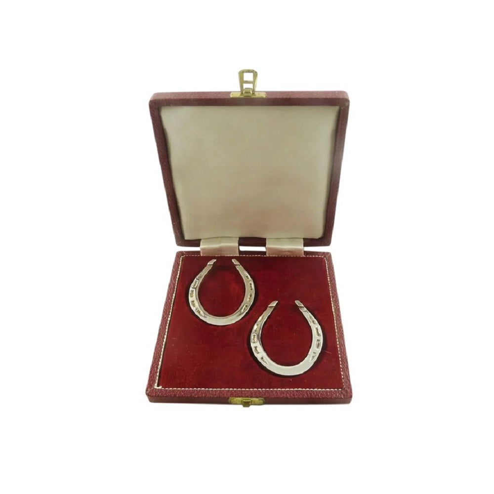 Pair Sterling Silver Horseshoe Napkin Rings, Boxed, Equestrian Interest - 43 Chesapeake Court Antiques