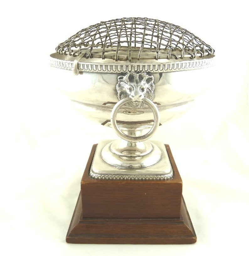 English Sterling Silver Rose Bowl on Pedestal with Flower Frog - 43 Chesapeake Court Antiques