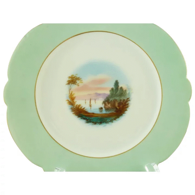 Five Old Paris Style Porcelain Cabinet Plates, Hand- Painted Landscape Scenes - 43 Chesapeake Court Antiques