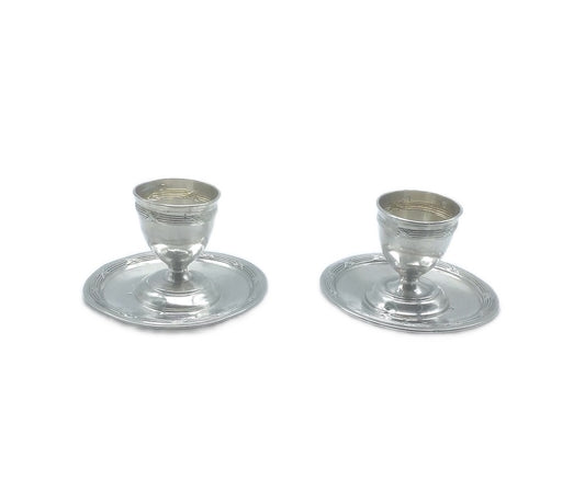 Pair of Antique French Sterling Silver Egg Cups - 43 Chesapeake Court Antiques