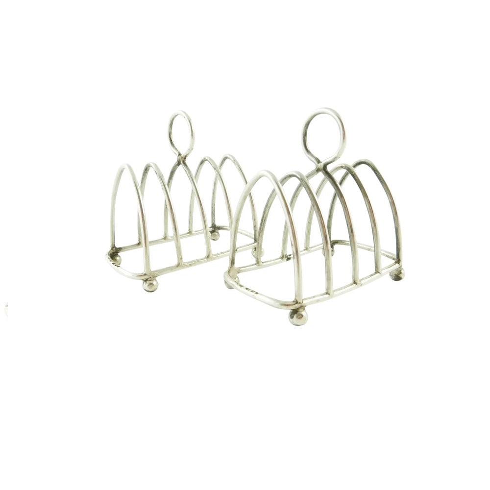 Pair of English Sterling Silver Toast Racks, George V - 43 Chesapeake Court Antiques