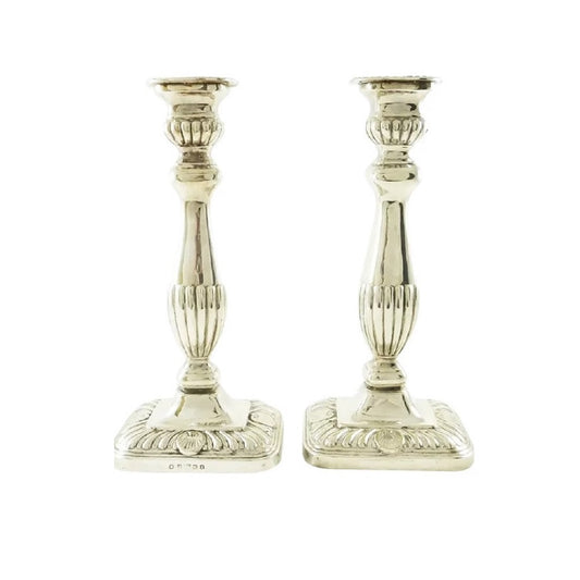 Antique English Silver Candlesticks, Late 19th C - 43 Chesapeake Court Antiques