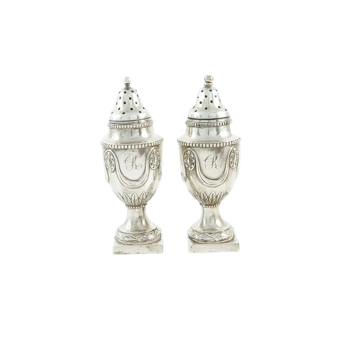 Antique Sterling Silver English Pepperettes, Castor or Shakers, A Pair - 43 Chesapeake Court Antiques